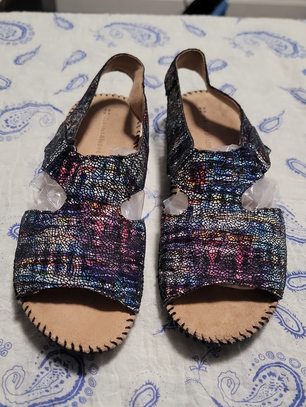 Naturalizer Multicolor Textured Open-Toe Slingback Sandals